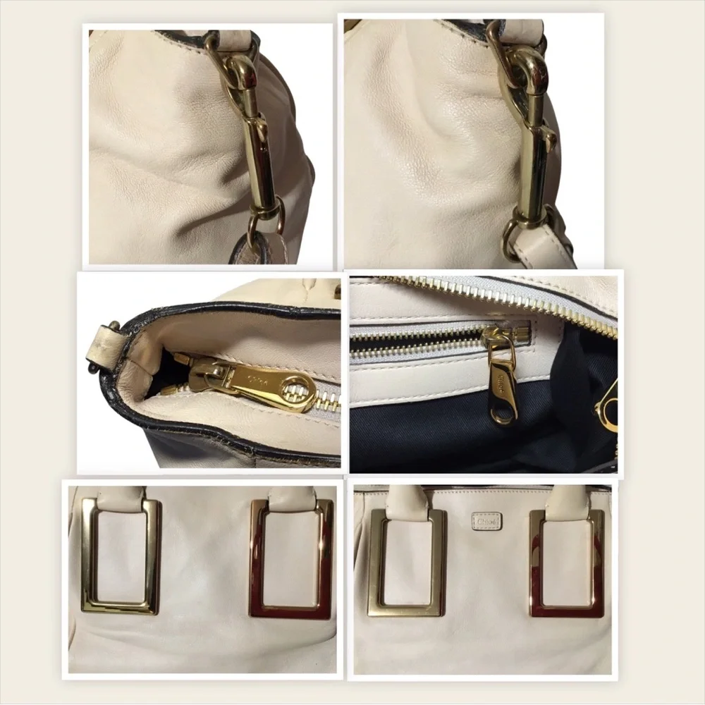 Authentic Chloe Convertible Cream Leather Bag